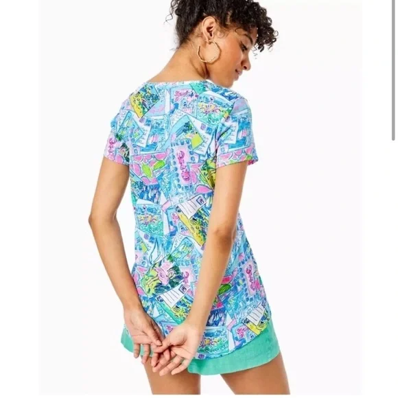 NWT Lilly Pulitzer WISH YOU WERE HERE Etta Tee Shirt - Picture 2 of 11